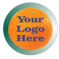 Orange Round Badge/Button w/ Metal Bar Pin (2.5" Diameter)